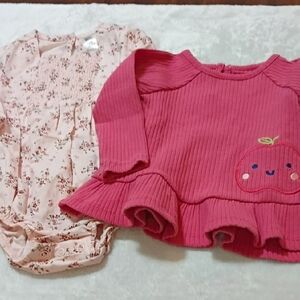 Pink Baby Sweater and Floral Onesie Set